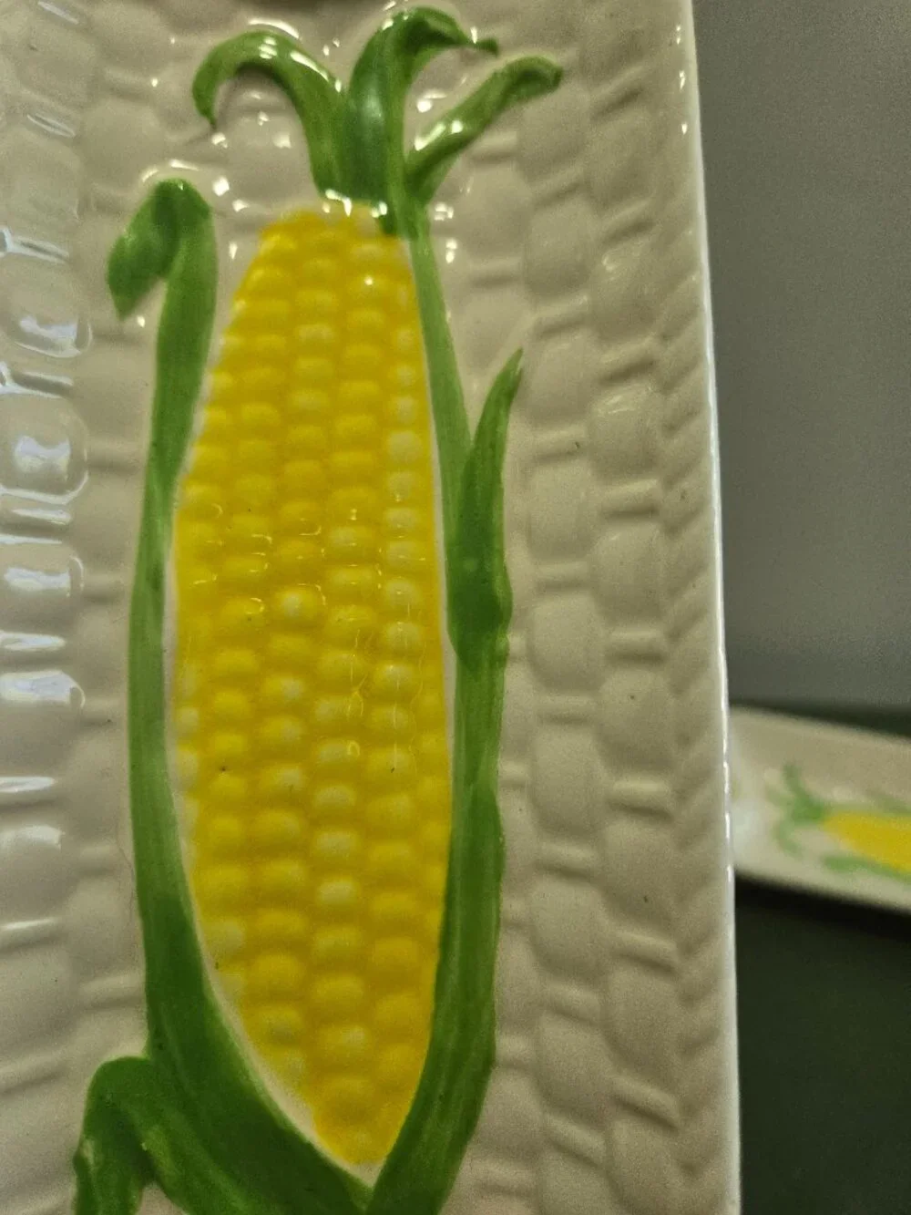 Vintage Ceramic Serving Set for Corn on the Cob